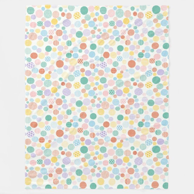 Couverture en polaire circulaire à motifs - Points (Devant)