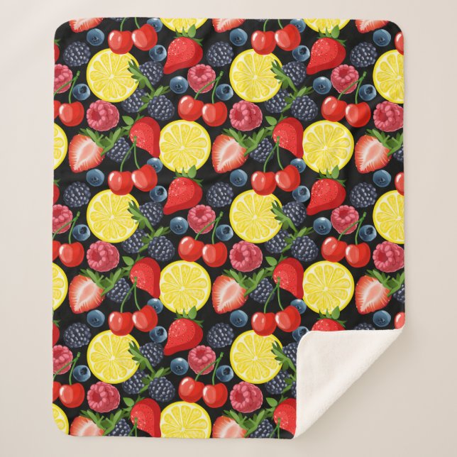 Couverture en polaire de fruits brillants et gras (Devant)