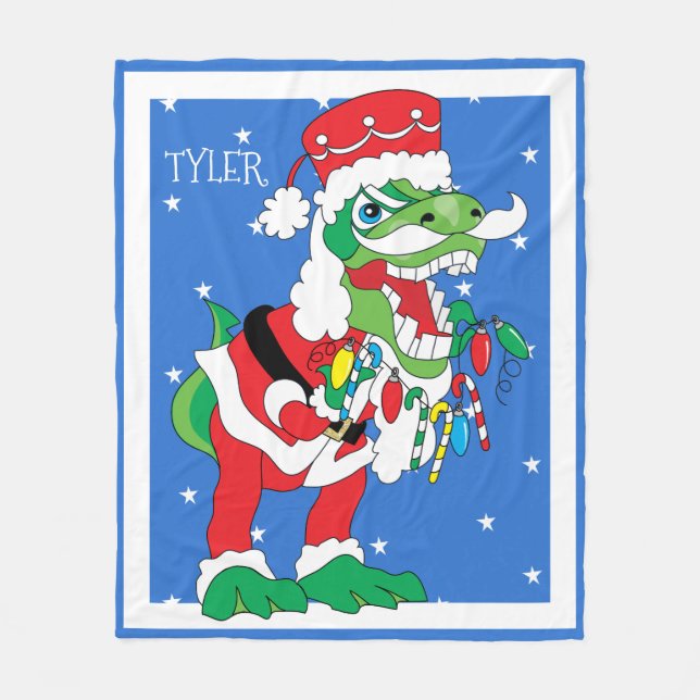 Couverture en polaire de Noël/Moyen TySantaSaurus  (Devant)