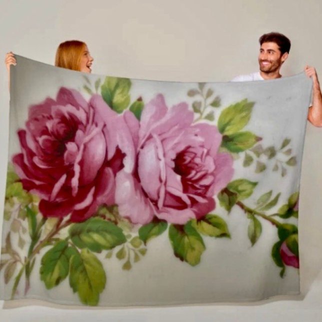 Couverture en polaire Élégance Rose Vintage (Créateur téléchargé)