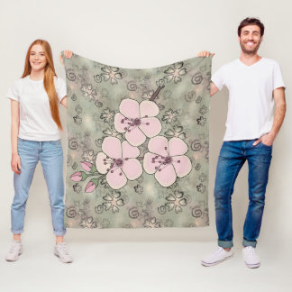 Couverture en polaire en fleurs de cerises