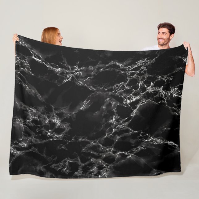 Couverture en polaire en marbre noir (En situation)