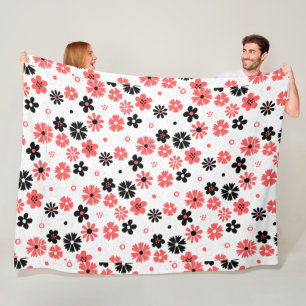 Couverture en polaire fleurie Monogramme moderne