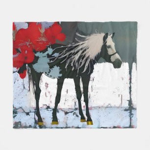 Couverture en polaire Floral Horse