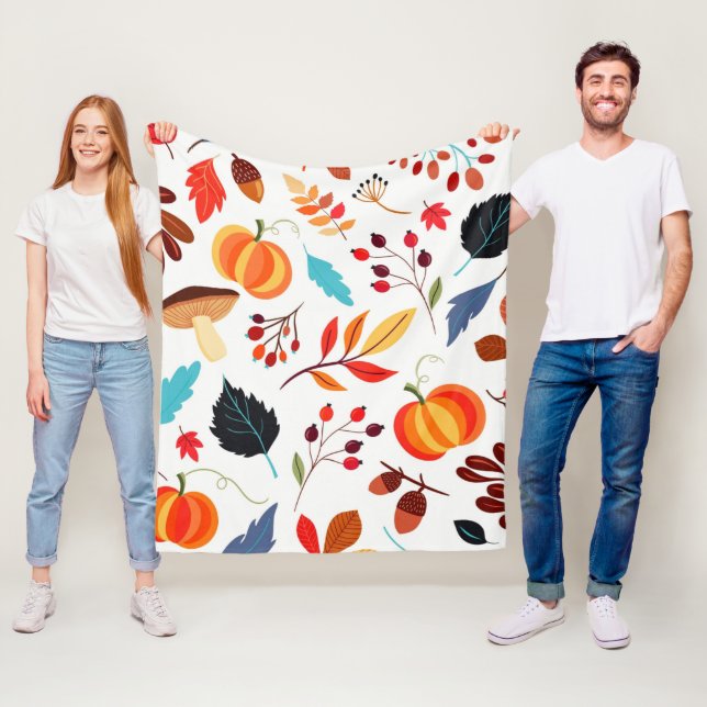 Couverture en polaire Motif d'automne (En situation)