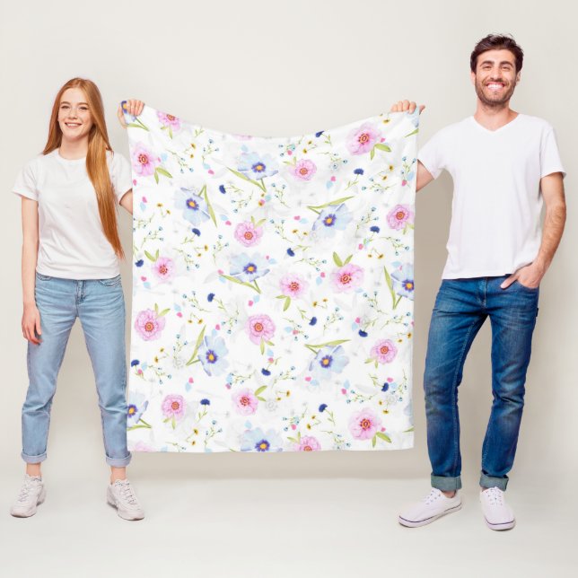 Couverture en polaire Motif Fleurs (En situation)