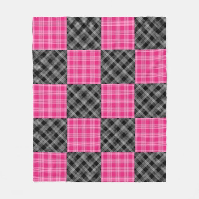 Couverture en polaire noire et rose (Devant)