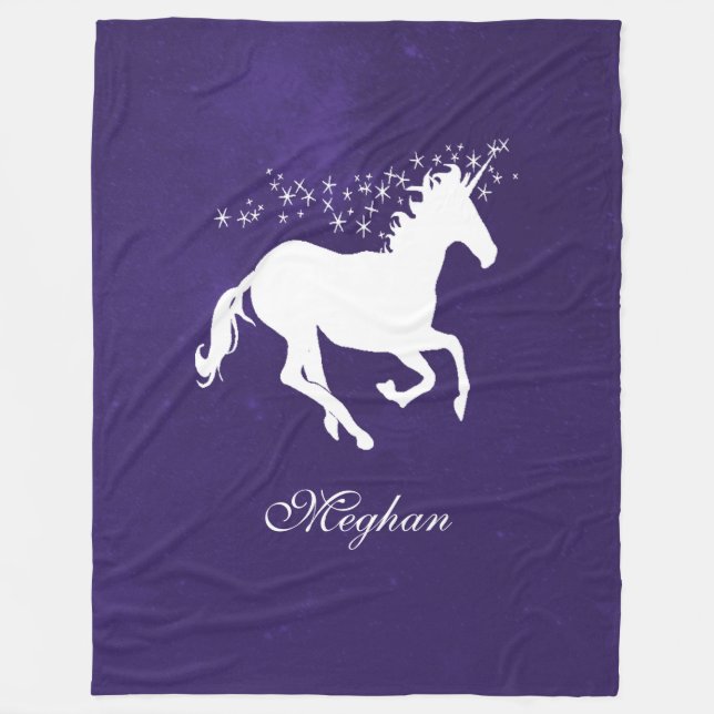 Couverture en polaire personnalisée Unicorne viole (Devant)