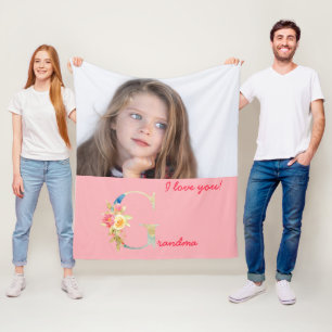 Couverture en polaire photo pour grand-mère