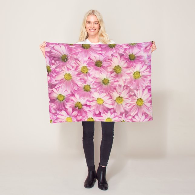 Couverture en polaire - Poissons de Gerbera rose (En situation)