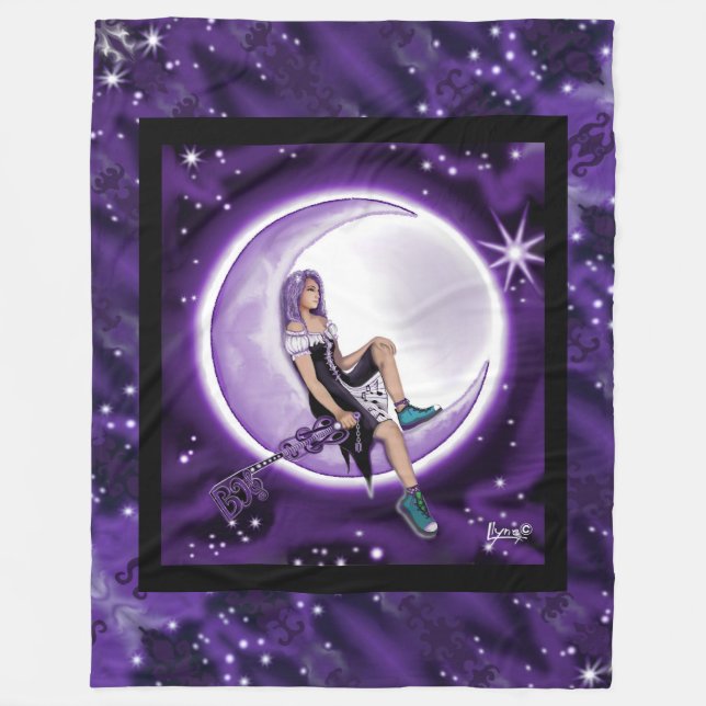 Couverture en polaire pour enfant de lune violette (Devant)