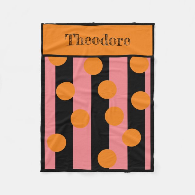 Couverture en polaire rayée rose et noire customis (Devant)