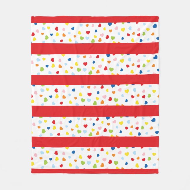 Couverture en toison Confetti et Red Stripe (Devant)