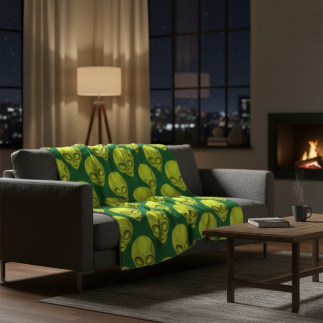 Couverture en toison de tête Alien verte (Créateur téléchargé)