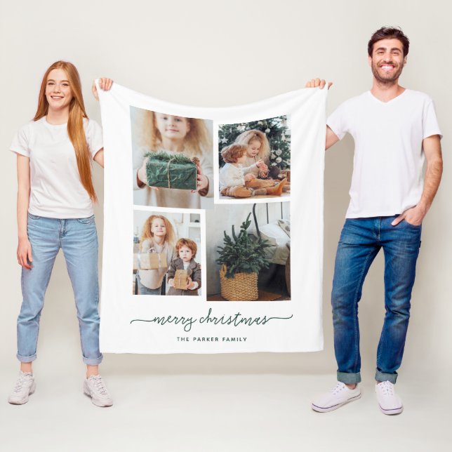 Couverture en toison moderne Four Photo Collage (En situation)