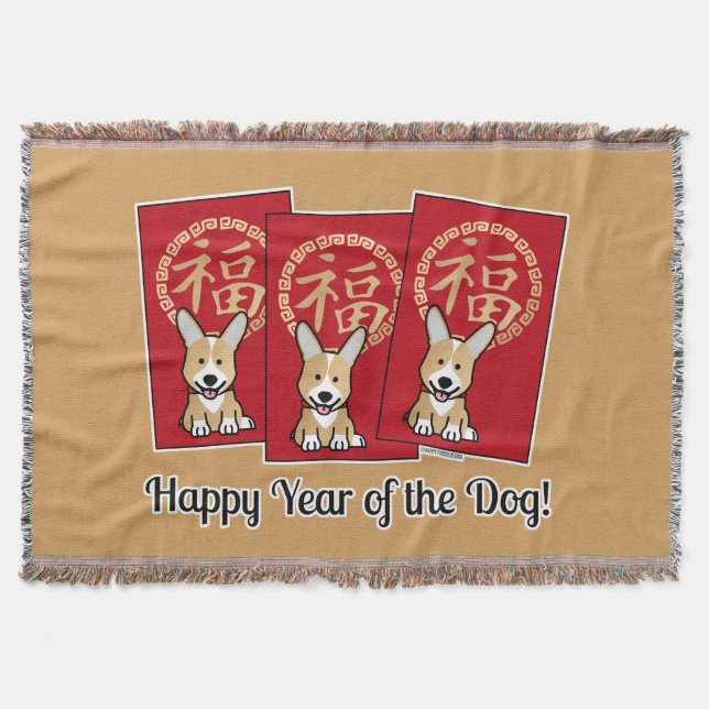 Couverture Enveloppe rouge chinoise Lucky Corgi Année du chie (Devant)