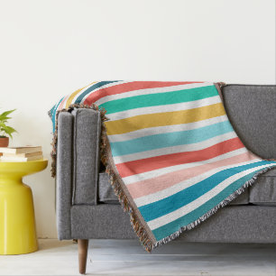 Couverture Été Moderne Multicolore Bandes Verticales
