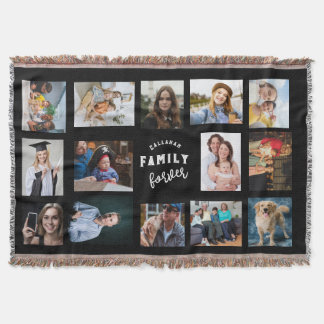 Couverture Family Photo Collage Blanket - Custom 14 Pic Throw