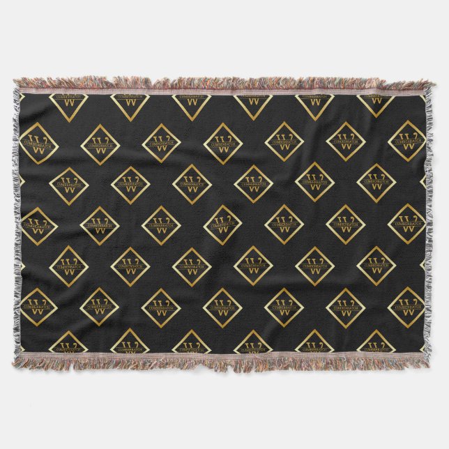 Couverture Faux Axe Monogrammé Or – Noir & Or (Devant)