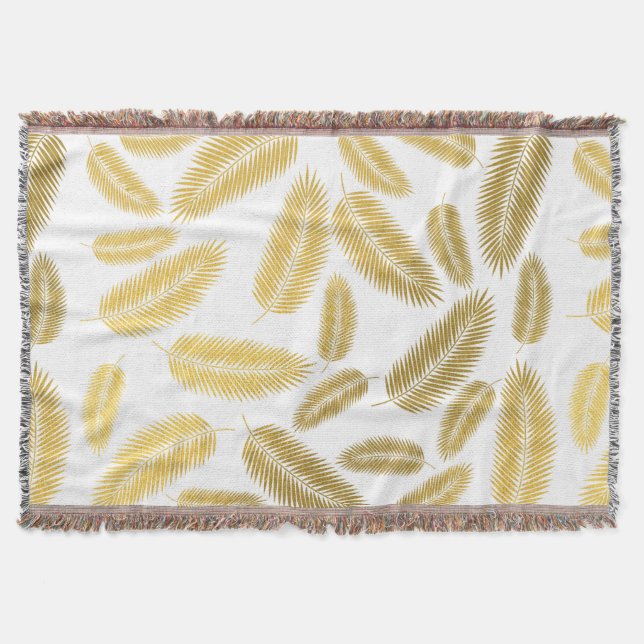 Couverture Faux Gold Palm Feuille Motif Sherpa Blanket (Devant)