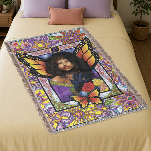 Couverture Fée Reine Papillon Vitrail Violet