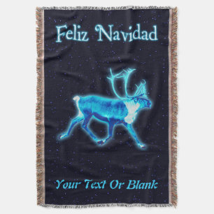 Couverture Feliz Navidad - caribou bleu (renne)