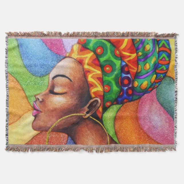 Couverture Femme africaine avec cire tissu traditionnel (Devant)