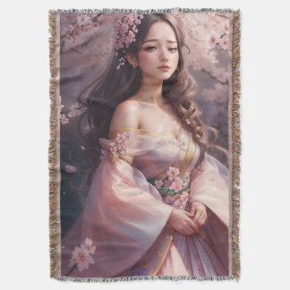 Couverture Femme Élégante au milieu des fleurs de cerisiers
