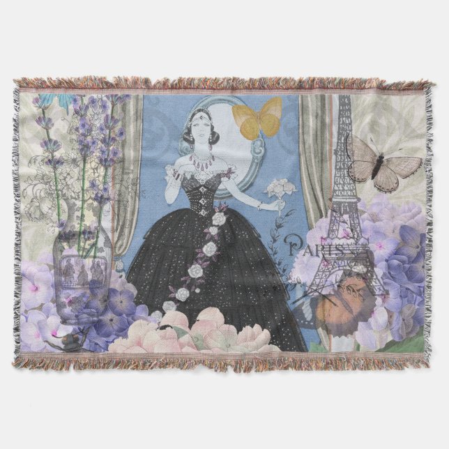 Couverture Femme élégante bleue Robe florale fantaisie  (Devant)
