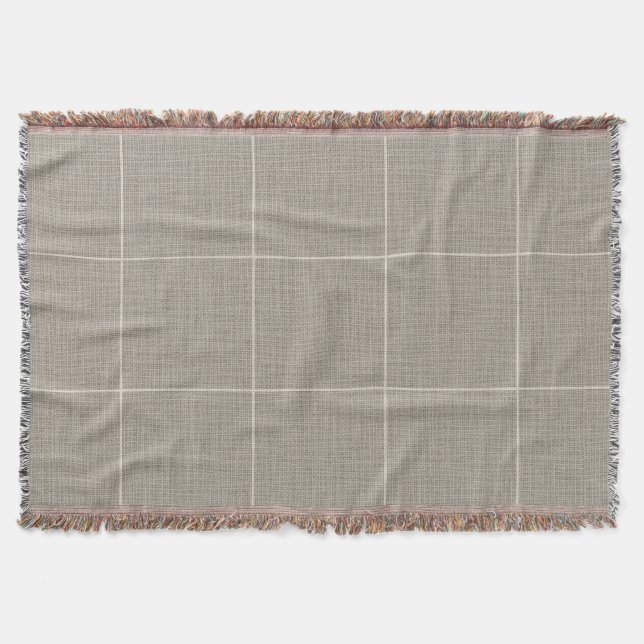 Couverture Fenêtre Rustique moderne Plaid Linen Grey (Devant)