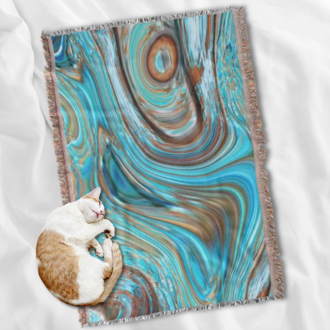 Couverture ferme bleu turquoise Tourbillons turquoise à grain (farmhouse teal blue Woodgrain turquoise swirls Throw Blanket)