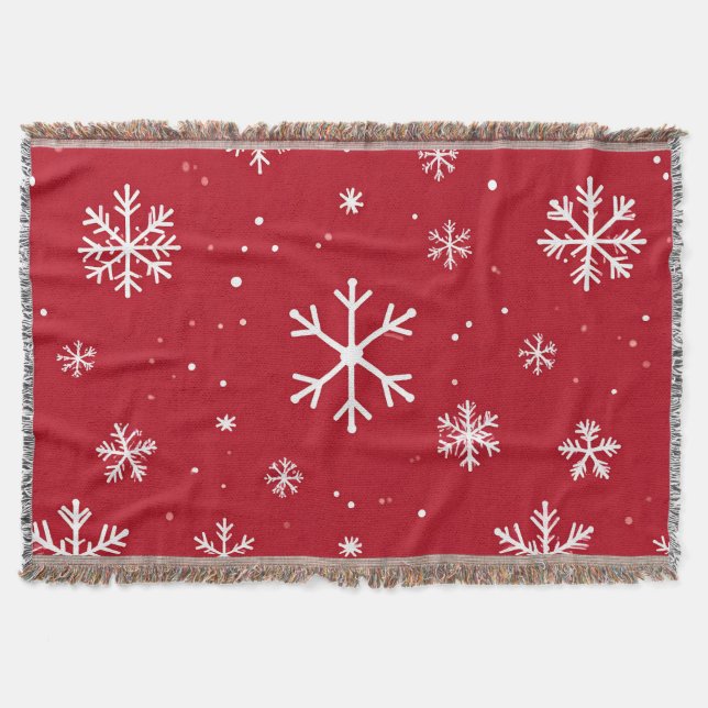 Couverture Festive red background with white snowflakes (Devant)