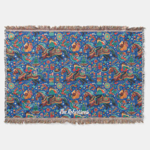 Couverture Festive Western Cowgirl Blue Noël