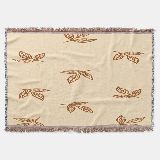 Couverture Feuille beige et Brown Jetée Blanche (Devant)