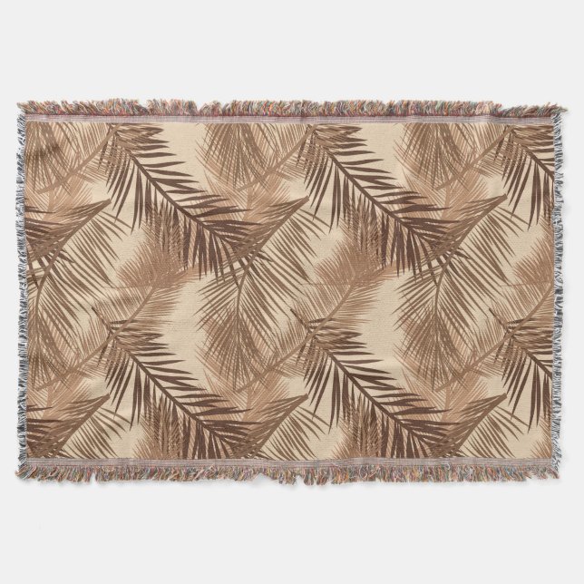 Couverture Feuille de palme, Brown foncé, tan et beige (Devant)