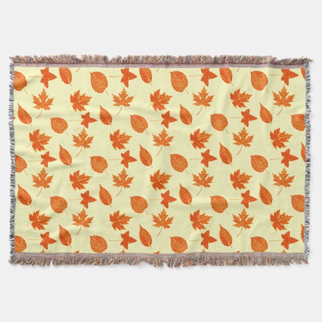 Couverture Feuilles d'automne - jaune pâle et orange (Devant)