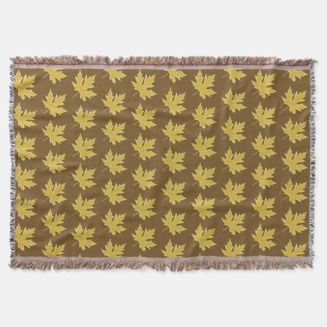 Couverture Feuilles de chêne - chameau tanné et brun (Devant)