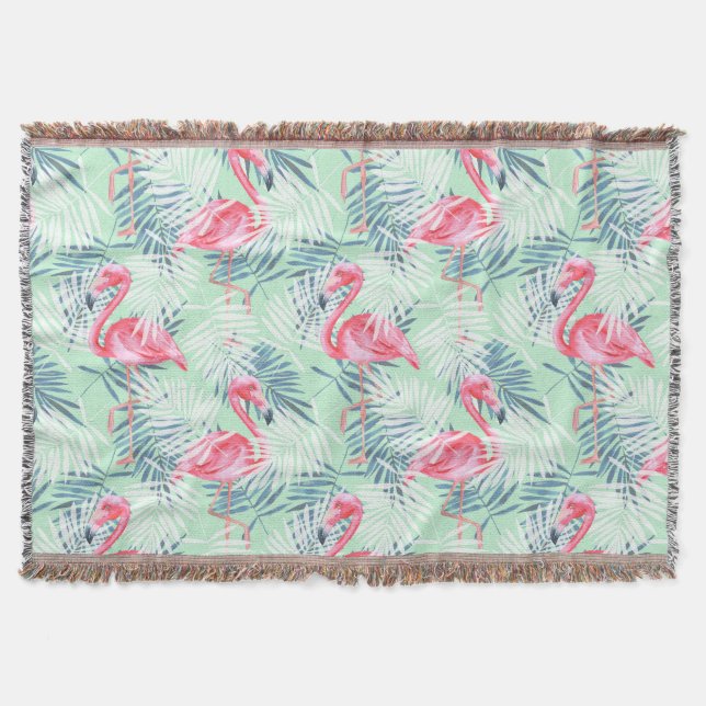 Couverture Feuilles de palmiers et flamants roses (Devant)