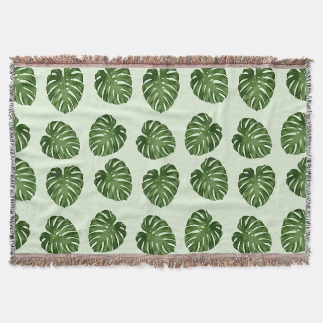 Couverture Feuilles de palmiers, Feuilles verts, Motif tropic (Devant)