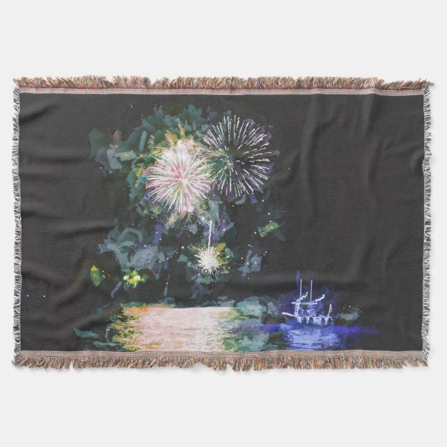 Couverture Fireworks Bateau Artsy Aquarelle Océan (Devant)