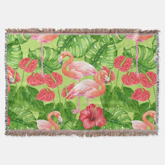 Couverture Flamant rose et plantes tropicaux (Devant)