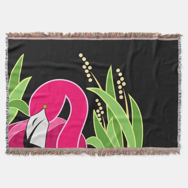 Couverture Flamant rose rose Abstrait sur noir (Devant)