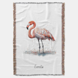 Couverture Flamant rose rose coloré en style Pointillisme