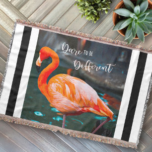 Couverture Flamant rose rose Photo Noir Blanc Stripe Odeur Ci