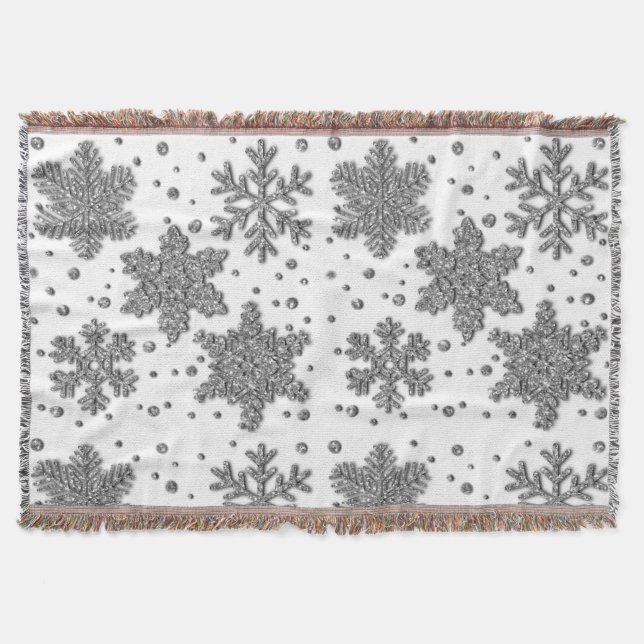 Couverture Flammes de neige en argent mousseux motif de vacan (Devant)
