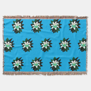 Couverture Fleur de lys blanche avec feuilles vert foncé