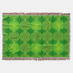 Couverture Fleur de vie - motif de timbre - vert