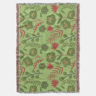 Couverture Fleur motif, branche, feuille fleurie verte sans s