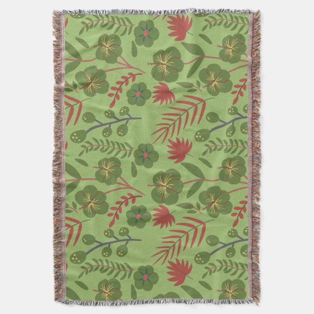 Couverture Fleur motif, branche, feuille fleurie verte sans s (devant Vertical)