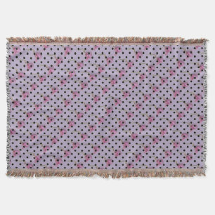 Couverture Fleur rose violet et pois noirs